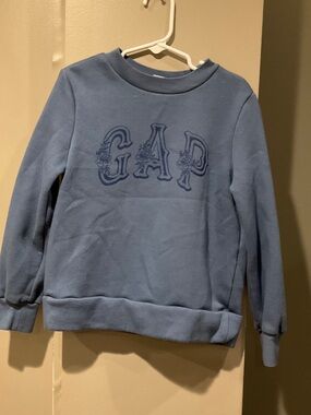 GAP Dusty Blue Floral Logo Sweatshirt